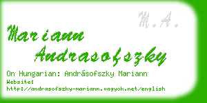 mariann andrasofszky business card